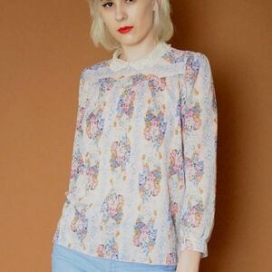 Vintage Floral Print Women's Top